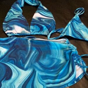 Blue Swirl Bikini Set.3pc set